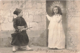 FANTAISIES - Deux Enfants - Qui Vive - J'apporte Le Bonheur Et L'espérance - Carte Postale Ancienne - Other & Unclassified