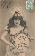 FANTAISIES - 1904 - Mes Meilleurs Souhaits - Une Femme Seule - Carte Postale Ancienne - Sonstige & Ohne Zuordnung