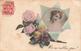 FANTAISIES - Ne M'oubliez Pas - Une Femme Et Une Fleur - Carte Postale Ancienne - Autres & Non Classés
