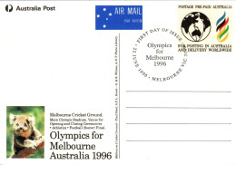 Australia 1996 Olympics For Melbourne Postal Card - Oblitérés