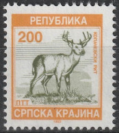 CROATIE Rép. Serbe De KRAJINA  3 ** MNH Cerf Hirsch Deer 1993 - Croatie