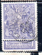 BELGIQUE BELGIE BELGIO BELGIUM 1896 1897 BRUSSELS EXHIBITION ISSUE ST. MICHAEL AND SATAN 5c USED OBLITERE' USATO - 1894-1896 Exhibitions