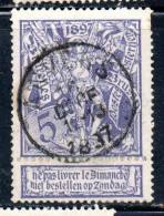 BELGIQUE BELGIE BELGIO BELGIUM 1896 1897 BRUSSELS EXHIBITION ISSUE ST. MICHAEL AND SATAN 5c USED OBLITERE' USATO - 1894-1896 Exhibitions