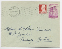 MONACO 4FR+6FR LETTRE MEC MONACO 24.V.1946  POUR SUISSE AU TARIF - Lettres & Documents