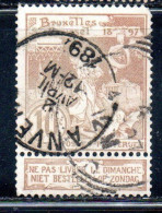 BELGIQUE BELGIE BELGIO BELGIUM 1896 1897 BRUSSELS EXHIBITION ISSUE ST. MICHAEL AND SATAN 10c USED OBLITERE' USATO - 1894-1896 Tentoonstellingen