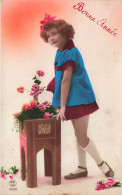 ENFANT - Bonne Année - Fillette Appuyée Sur Un Tabouret - Carte Postale Ancienne - Sonstige & Ohne Zuordnung