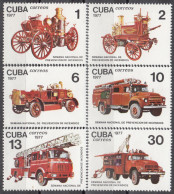 CUBA 1977, HISTORY OF FIRE-FIGHTING TRANSPORTATION, COMPLETE MNH SERIES With GOOD QUALITY, *** - Ungebraucht