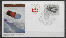 AUTRICHE     FDC  Jo 1964    Bobsleigh - Hiver 1964: Innsbruck