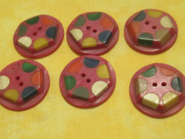 6 Boutons Anciens/Fantaisie/ Plastique Ou Galalithe ?  / Vers1930-1950                       BOUT252 - Buttons