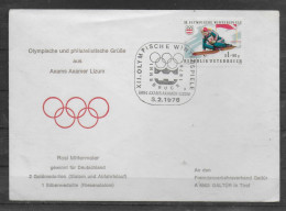 AUTRICHE     Lettre  Innsbruck  Jo 1976 Ski Mittermaier - Hiver 1976: Innsbruck