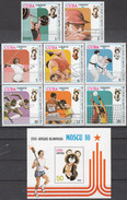CUBA 1980, SPORT, SUMMER OLYMPIC GAMES IN MOSCOW, COMPLETE MNH SERIES With BLOCK In GOOD QUALITY, *** - Neufs