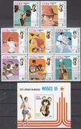 CUBA 1980, SPORT, SUMMER OLYMPIC GAMES IN MOSCOW, COMPLETE MNH SERIES With BLOCK In GOOD QUALITY, *** - Nuevos