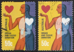 AUSTRALIA 2008 QEII 50c Multicoloured, Organ & Tissue Donation Pair Self Adhesive & Sheet Copy SG2915/6 FU - Gebruikt