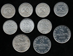 Deutsches Reich - 10 Münzen Aus 1919 - 1923 - 3 Marcos & 3 Reichsmark