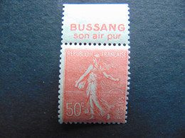 Très Bel Ensemble De 2 Types Semeuse Lignée à 50 Centimes Avec Publicité Bussang - N°. 181** - Unused Stamps