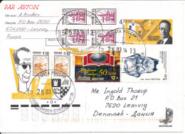 Russia Postal Stationery Cover Uprated With A Lot Of Stamps And Sent To Denmark 25-3-2014 - Entiers Postaux