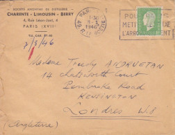 Lettre "Sté De Distillerie" Obl. Secap Paris VIII Le 8/3/46 Sur 10f Dulac N° 698 (tarif Du 1/2/46) Pour Londres - 1944-45 Maríanne De Dulac