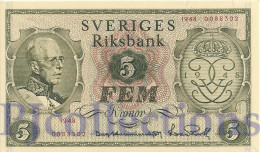 SWEDEN 5 KRONOR 1948 PICK 41a UNC RARE - Sweden
