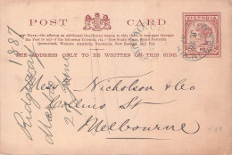 VICTORIA -  POSTCARD ONE PENNY 1887 - MELBOURNE / 5189 - Covers & Documents