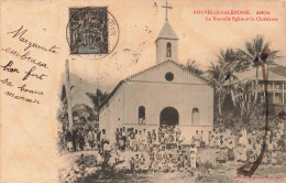 Nouvelle Calédonie - Amoa - La Nouvelle église Et La Chrétienté - Animé - Oblitéré 1904 - Carte Postale Ancienne - New Caledonia