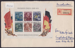 Block 13, "Engels"-Block, EF Auf R-Brief Mit Ankunft - 1950-1970