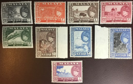 Malaya Kedah 1957 Definitives Set To $1 Fruit Animals MNH - Kedah