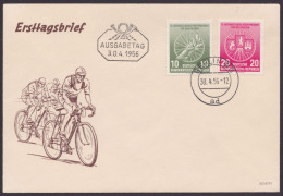 MiNr 521/2 "Radrundfahrt", Pass. Brief, Falsches Stempeldatum 3.0.4.1956 - 1950-1970