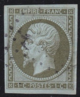 France  .  Y&T   .     11  (2 Scans)  .  Point Clair   .   O      .    Oblitéré - 1853-1860 Napoléon III.