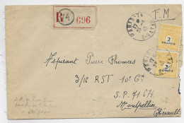 ARC TRIOMPHE 2FRX2 LETTRE FRANCHISE FM REC PARIS 23.4.1945 POUR SP 71674 MONTPELLIER - 1944-45 Arco Del Triunfo