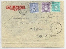 ARC TRIOMPHE 4FR+2FR50 +1FR LETTRE AVION PARIS 27.11.1944 POUR COTE D'IVOIRE  AU TARIF - 1944-45 Arc Of Triomphe