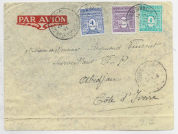 ARC TRIOMPHE 4FR+2FR50 +1FR LETTRE AVION PARIS 27.11.1944 POUR COTE D'IVOIRE  AU TARIF - 1944-45 Arco Del Triunfo