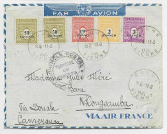 ARC TRIOMPHE 3FR+2FR+1FR50+50CX2 LETTRE AVION COUHE VIENNE 13.2.1945 POU CAMEROUN + CENSURE USAGE COURT 17 JOURS RARE - 1944-45 Triumphbogen