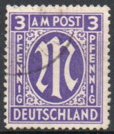 AM Post. Englischer Druck, 3 Pf Hellviolett, Mi 10Az Gestempelt - Gebraucht