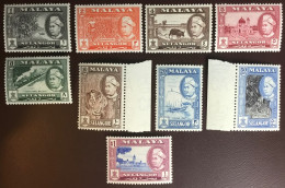 Malaya Selangor 1957 Definitives Set To $1 Fruit Animals MNH - Selangor