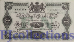 SWEDEN 1 KRONA 1916 PICK 32c AU+ - Suède