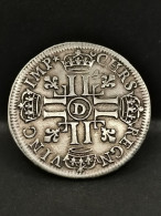 1/2 ECU ARGENT AU 8 L LOUIS XIV 1691 D LYON FRANCE / FLAN REFORME / 35mm 13.47g - 1774-1791 Ludwig XVI.