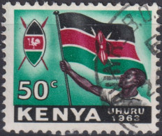 1963 Kenia ° Mi:KE 7, Sn:KE 7, Yt:KE 7, Kenyan With Kenyan Flag, Unabhängigkeit - Kenya (1963-...)