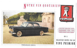 BUVARD VINS PRIMIOR - N° 1 -  AUTOMOBILE VERSAILLES SIMCA - DIMENSIONS 20 X 12 - Automobile