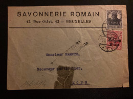 DEVANT SAVONNERIE ROMAIN TP GERMANIA 10 Surch.Belgien 10 Centimes+15 Surch.Belgien 15 Cent.OBL.6-7 18 BRUXELLES + Griffe - OC38/54 Belgische Besetzung In Deutschland