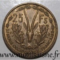 AFRIQUE OCCIDENTALE FRANCAISE - KM 7 - 25 FRANC 1956 - GAZELLE - TTB/SUP - Französisch-Westafrika