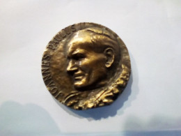 Magnifique MÉDAILLE En BRONZE FLORENTIN .visite Du PAPE JEAN PAUL II  à NANCY (54).10.oct.1988 - Religion & Esotérisme