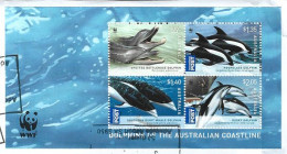 Australie: Dauphins , Bloc-feuillet Oblitéré, WWF, Sur Fragment Lettre - Usados