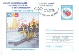 IP 2001 - 0226a U. S. A. SALT LAKE CITY 2002 - 4 BOBSLEIGHT MEN - Winter Olympic Games - Stationery - Used - 2001 - Hiver 2002: Salt Lake City