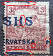 HARVESTERS-3 FIL-OVERPRINT SHS HRVATSKA- ERROR - HUNGARY - CROATIA-1919 - Croatie