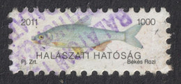 Fishing License Revenue Tax Stamp / Self Adhesive Label Vignette - Fisher Fish - Hungary 2011 - Used / Small Damages - Fiscales