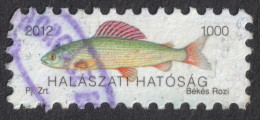 Fishing License Revenue Tax Stamp / Self Adhesive Label Vignette - Fisher Fish - Hungary 2012 - Used / Small Damages - Fiscali