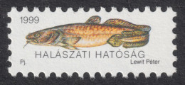 Catfish Fish / Fishing License Revenue Tax Stamp / Self Adhesive Label Vignette - Fisher Fish - Hungary 1999 - MNH - Fiscali