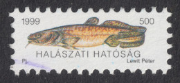 Catfish Fish / Fishing License Revenue Tax Stamp / Self Adhesive Label Vignette - Fisher Fish - Hungary 1999 - Used - Revenue Stamps