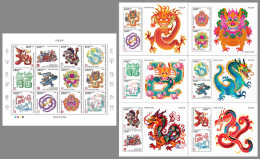 CENTRAL AFRICAN 2023 MNH Year Of The Dragon Jahr Des Drachen M/S+6S/S – OFFICIAL ISSUE – DHQ2407 - Chinese New Year