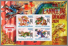 BURUNDI 2023 MNH Year Of The Dragon Jahr Des Drachen M/S I – OFFICIAL ISSUE – DHQ2407 - Chines. Neujahr